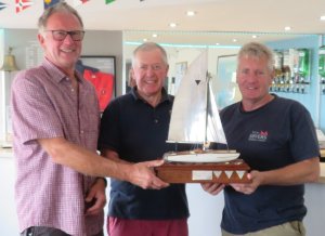 Robert Mitchell and Brian Allen with the David Foster Catamaran Challenge Trophy