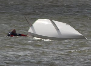 Bria Allen capsizes his RS Aero