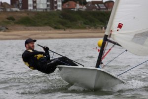 Andy Cornforth powering-up his Laser and winning the first race