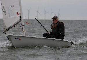 Senior sailor Eddie White sails his Laser through to second place