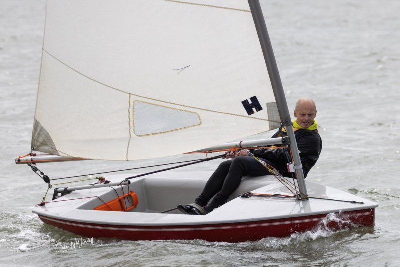 Up River Yacht Club's Ian Gore who sailed the oldest Comet in the Championships gaining third place in Race number 3 (picture - Colin Waddell)