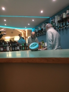 Frank, our Club barman for the night, finds his way round the new bar