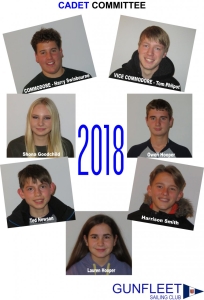 The 2018 Gunfleet Cadet Committee elected at the Cadet & Otter AGM