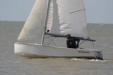 Meanwhile Paul Jackson sails his GP14 single-handed