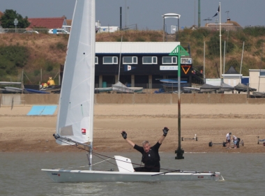 Brian Allen crosses the finish line first in the second race