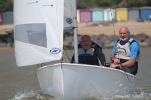 Simon Clarke and Dave Fowell take their GP14 to a convincing victory