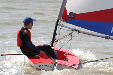 Cadet Finley Taylor drives his Topper hard