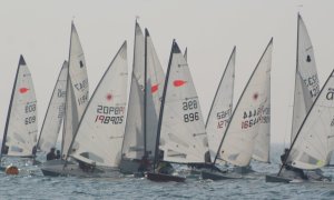 The bunched start at the first race for the Tee Dee Trophy
