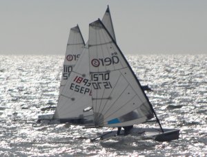 Dave Ingle leads the fleet, at the start of the Toppo Single Helm race, in his RS Aero