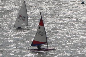 Belle claims second place, whilst Brian Allen takes his Laser into third place