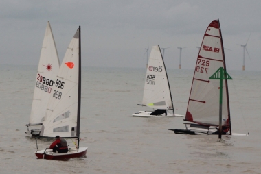 John Heath in his Blaze, and John Tappenden in his RS Aero, slip silently over the start line