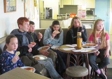 Just some of the Cadets and Otters tucking in - Italian style 