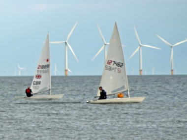 Robert Mitchel turns his head and spots he is just over the line at the start