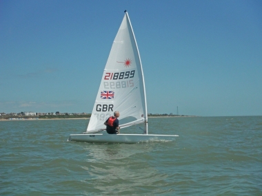 Tim Dye on his way to victory in his Laser