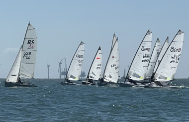 John and Sarah Heath lead the fleet at the start, in their RS 200