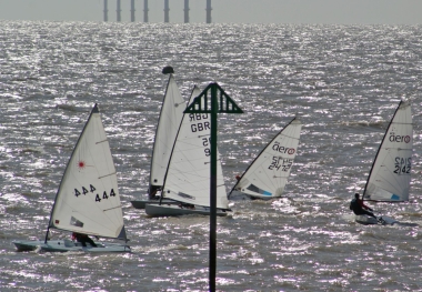 Andy Dunnett leads the competitors at the start of the first race in the Spring Series