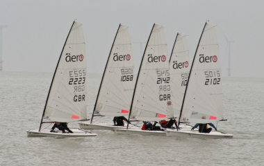 A tight bunch at the start of the RS Aero Class Points race