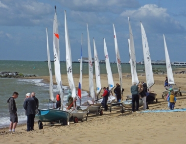 Boats rigging up for the third race in the Class Points series