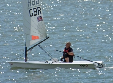 Tim Dye concentrates on the sail shape of his RS Aero