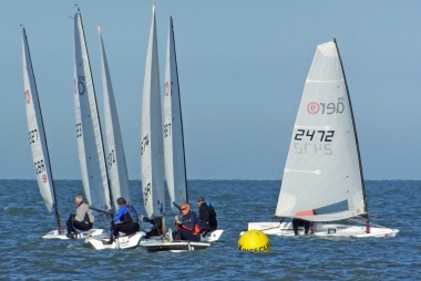 Brian Allen slips round the Kingscliff buoy and takes the lead