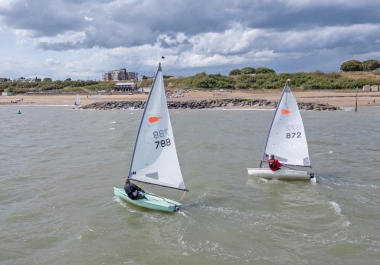 Andrew Dale of Eyott Sailing Club to windward of Crawley Mariners Yacht Club's Jeff Smith (picture - Kevin Jay)