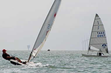 Simon Kedge heads out to sea in his Laser
