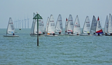 Ella Langfeldt just a bit too eager to start, in her RS Aero, for the Diamond Jubilee Trophy