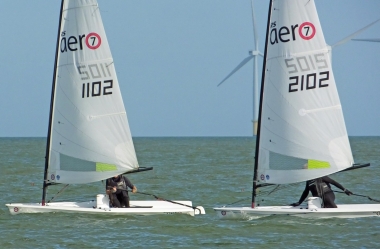 Early in the race and John Tappenden leads Martin Chivers in the RS Aeros