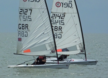 Ken Potts, windward of Tim Dye, in their RS Aeros