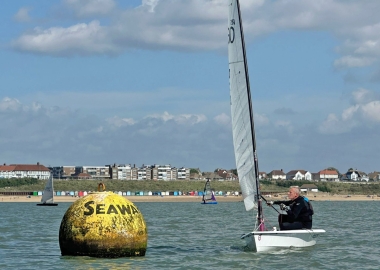 Brian Allen inspects the Seaward buoy