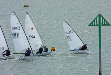 John Tappenden leads the fleet heading out to sea at the start, in his RS Aero