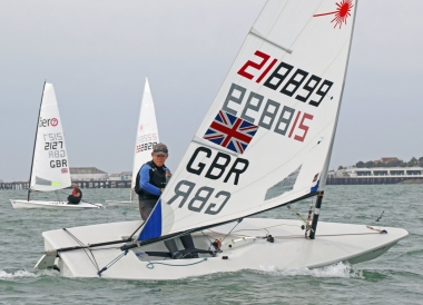 Caught by a sudden gust - Adam Kedge comes third in his Laser