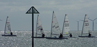 The start of the second Autumn Series race as the boats pass the Inner Distance Mark