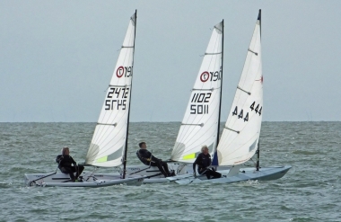 John Tappenden overtakes Andy Dunnett, with Brian Allen close behind