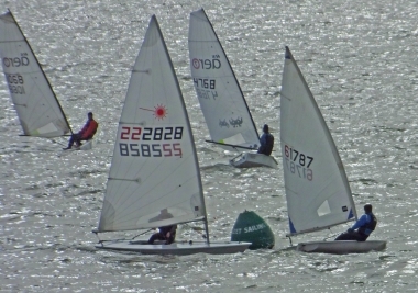 Arlo Atkins leads Paul Stanton round the AWS buoy