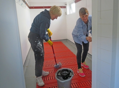 Inside, the Changing Rooms get cleaned and painted