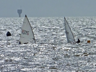 Arlo Atkins and Adam Kedge in their Lasers