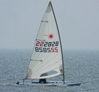 Paul Stanton sails his Laser into second place after a cracking start