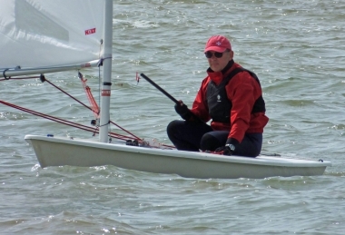 Gary Hollis in his Laser 4.7