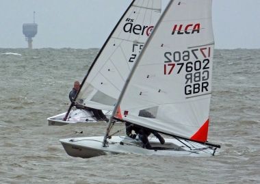 Tim Dye holding off Adam Kedge as the first race gets underway