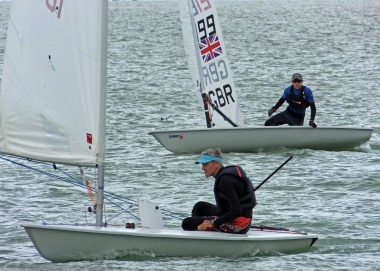 The winning Lasers of Adam Kedge and Jono Dunnett during the race