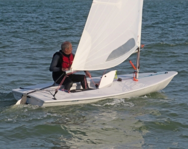 Paul Stanton in his Laser just missed the top three places in the Summer Series