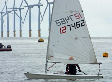 Gary Hollis in his Laser