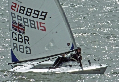 Winner of the Les Murrison Trophy - Adam Kedge in his Laser