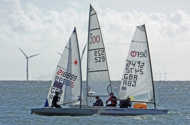 Brian Allen pulls away from Adam Kedge as they round the first mark