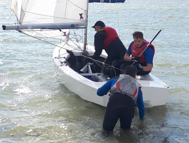 Michael and Derroll get a hand to launch from Steve