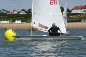 Brian Allen takes his Laser round the Preston Park buoy in the second Autumn Series race