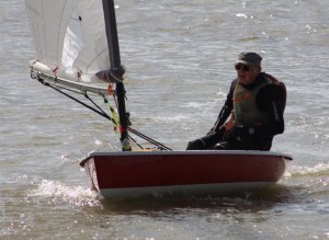 Eddie White returns to the beach after a lively sail