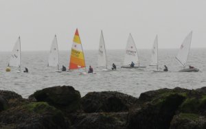 The leading competitors rounding the Kingscliff buoy on the first lap of the Autumn Series 4 race