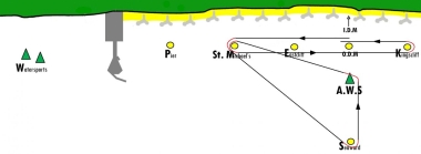 The course for the first race is set.....and then the wind direction changed!